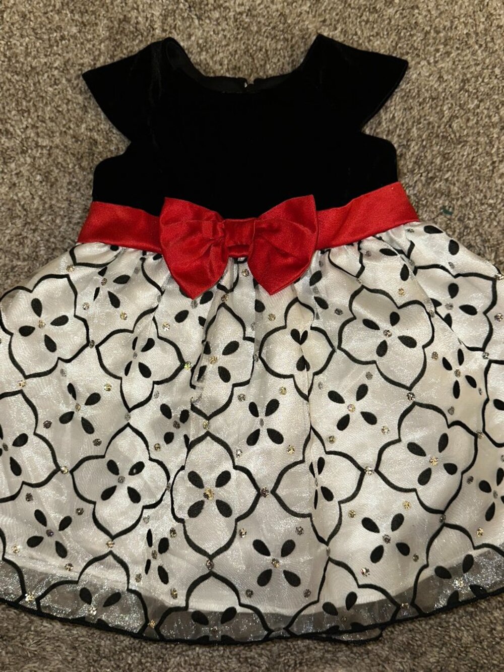 Mia Juliana Holiday Party Black White Red Dress Size 18m Christmas infant girls